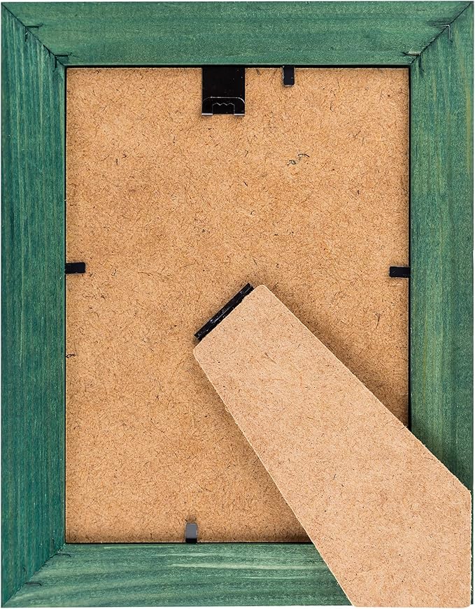 Rustic Wooden Picture Frame 4x6 Inch - Set of 2-100% Natural Eco Barn Wood with Real Glass - Made for Wall Hanging and Tabletop Display - Green