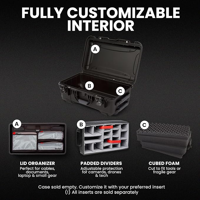 NANUK 935 Hard Case – Waterproof Equipment Case with Wheels, 22” x 14” x 9” – Dustproof and Impact Resistant, Airline Carry-On Approved – Yellow