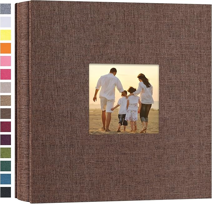 potricher Small Photo Album 4x6 200 Photos Linen Cover Picture Photo Book for Family Wedding Anniversary Baby Vacation (Brown,200 Pockets)