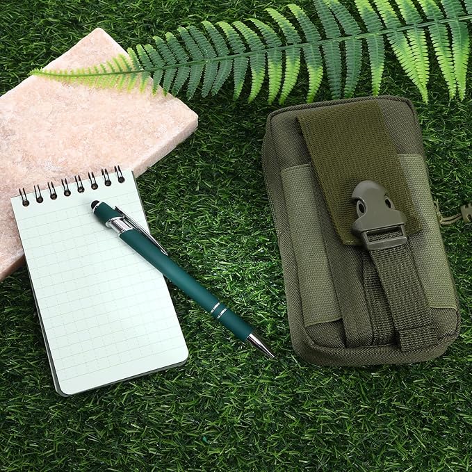 6 Pcs Waterproof Notebook Set, Write in The Rain Notebook, All Weather Notebook, Police Notepad, Field Notes Notebooks, 3 × 5" Pocket Notebook with Pen and Cover for Outdoor Activities Recording Green
