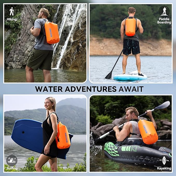 MARCHWAY Floating Waterproof Dry Bag Backpack 5L/10L/20L/30L/40L, Roll Top Sack Keeps Gear Dry for Kayaking, Rafting, Boating, Swimming, Camping, Hiking, Beach, Fishing