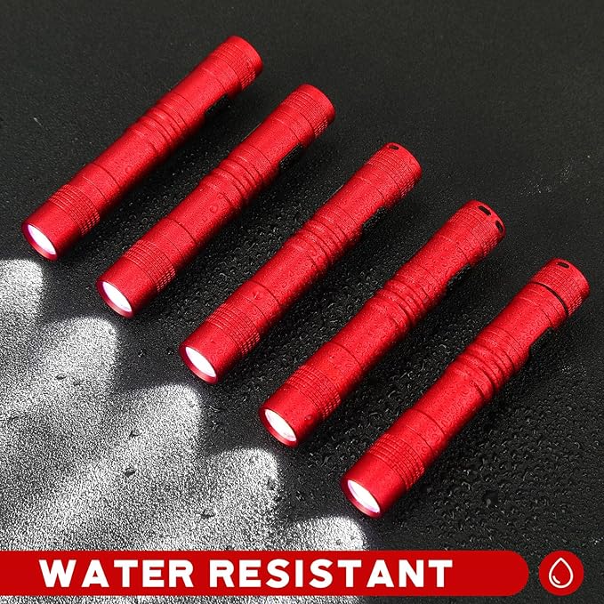 Hortsun 20 Pcs Mini Pen Light Flashlights Christmas Gifts for Men Pocket Flashlights Pen with Clip Small LED Handheld Slim Torches Without Battery(3.54 Inch,Red)