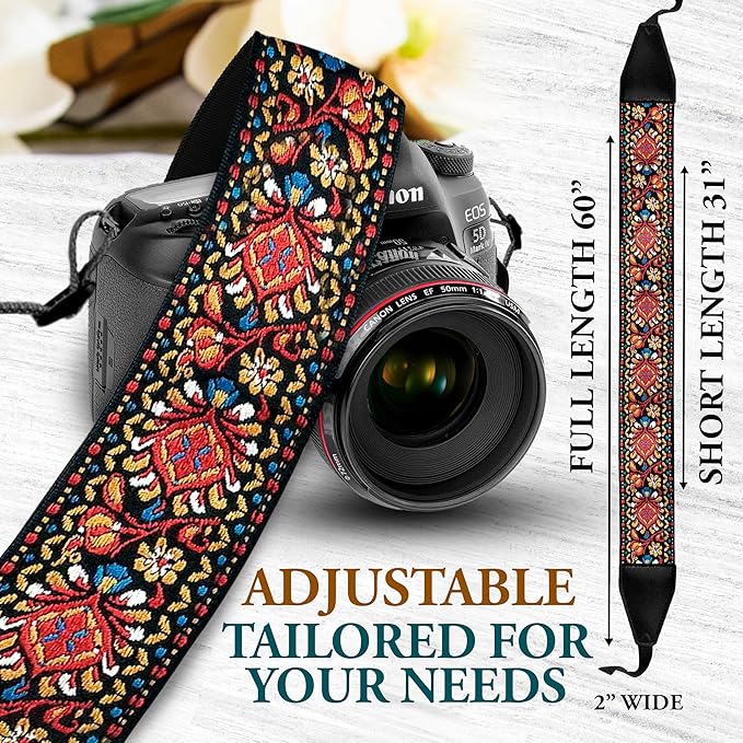 Art Tribute Camera Strap for All DSLR and Mirrorless Cameras. Add Your Name Or Initials Make It a Personalized Gift