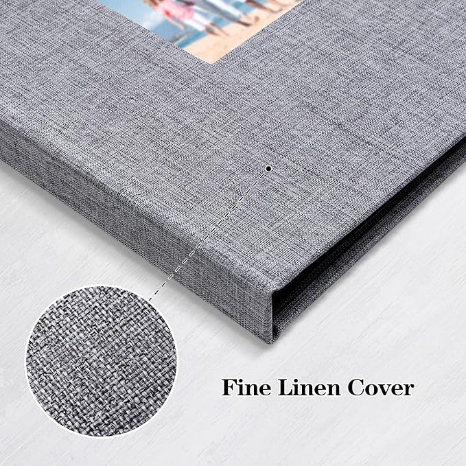 Mublalbum 2 Pack Small 8x10 Photo Album 2 Pack Linen Cover with Display Window Mini Picture Book Each Holds 52 Vertical Pockets for Artwork Postcards or Pictures Storage (Gray)