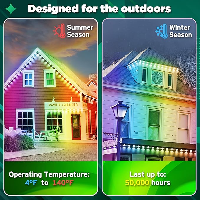 RGB Permanent Outdoor lights, 100FT Smart LED Eaves Lights with APP/Remote Control, IP67 Waterproof Outdoor Lights for House - Ideal for Christmas, Halloween, Party, Garden, Patio Home Decoration
