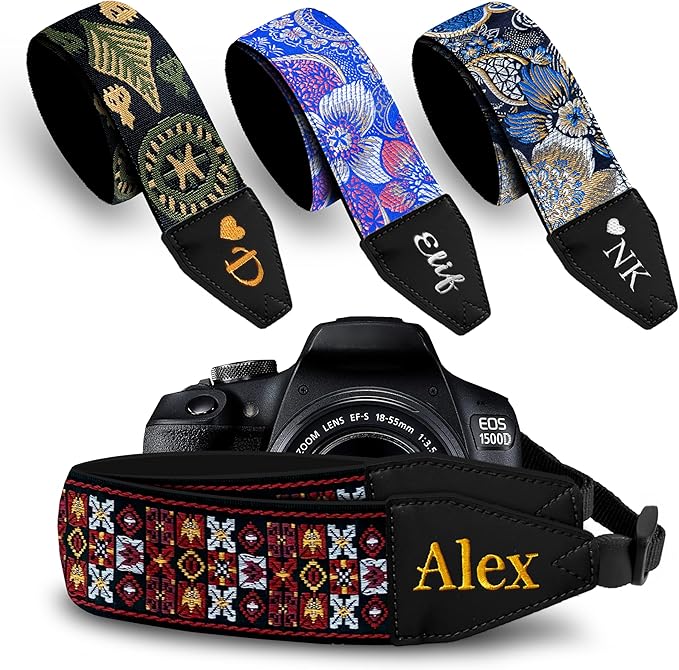 Art Tribute Camera Strap for All DSLR and Mirrorless Cameras. Add Your Name Or Initials Make It a Personalized Gift