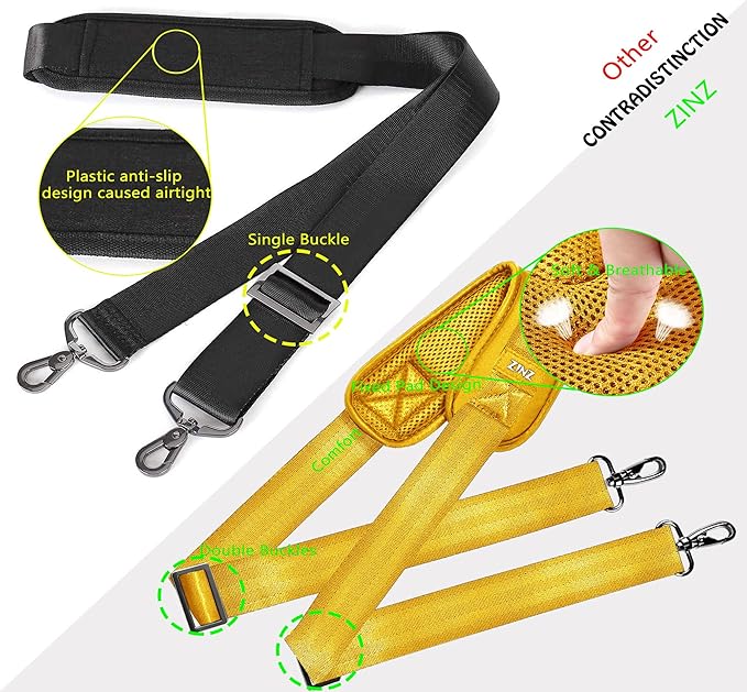 ZINZ Shoulder Strap 58" Ultra-Thick Fixed Padded and Adjustable Buckles Crossbody Strap for Briefcase Laptop Bag Luggage