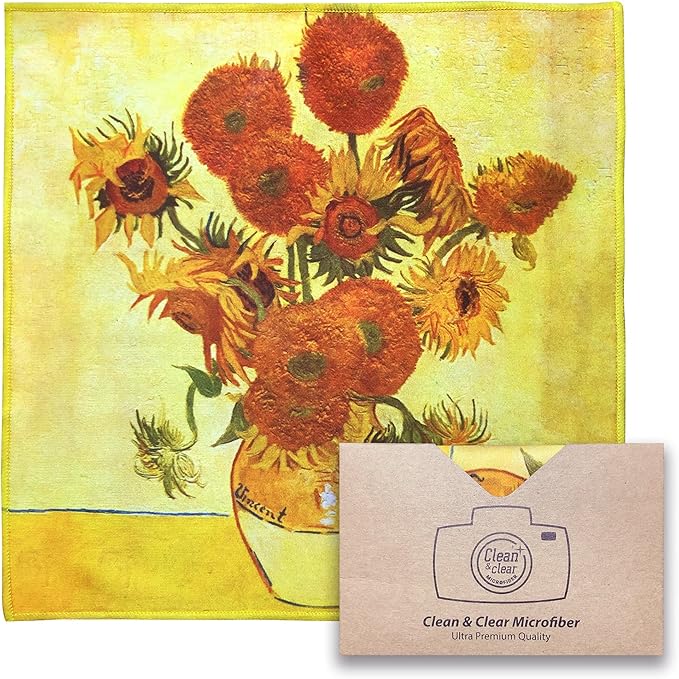 Large [2 Pack] Classic Art (Sunflowers) - Ultra Premium Quality Microfiber Cleaning Cloths (Best for Camera Lens, Glasses, Screens, and All Lens.), Microfiber Cloth
