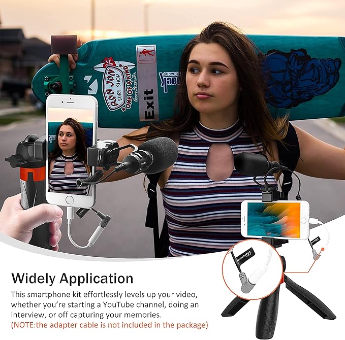 COMICA Smartphone Microphone with Mini Tripod, CVM-VM10-K2 PRO Video Shotgun Mic for iPhone and Android Phones, Vlogging Kit for YouTube Recording Facebook Live,Filmmaker Accessories