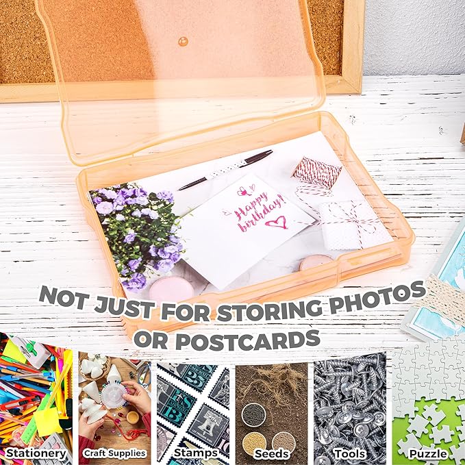 CraftGenes Photo Organizers and Storage 5x7 – Plastic Photo Storage Box with Handle, 6 Colorful Inner Cases, Photo Boxes Storage for Cards, Stickers, Crafts, Seeds, Office Supplies