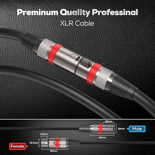XLR Cables 100FT/30M 2 Packs, Premium Heavy Duty Balanced Microphone Cable with 3-Pin XLR Male to Female Microphone Cord Connector Compatible with Microphones,Mixer,Speaker Systems,Preamps and More
