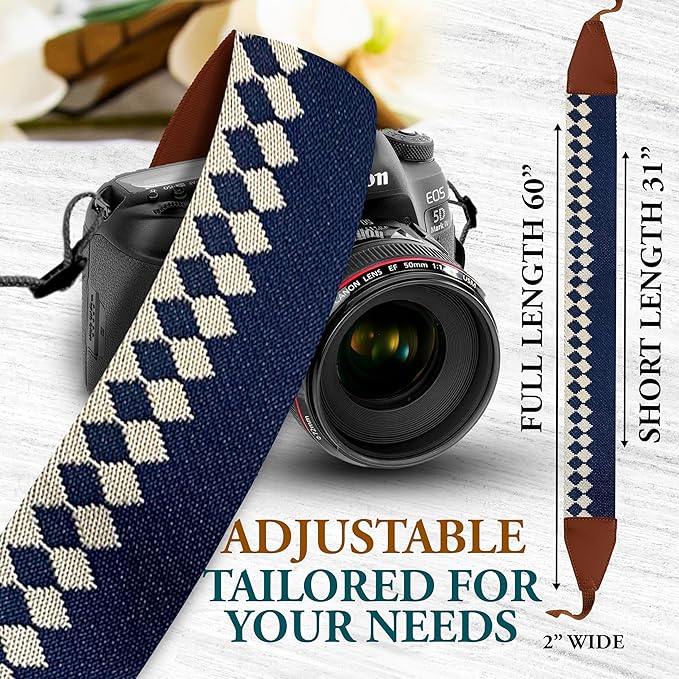 Art Tribute Camera Strap for All DSLR and Mirrorless Cameras. Add Your Name Or Initials Make It a Personalized Gift