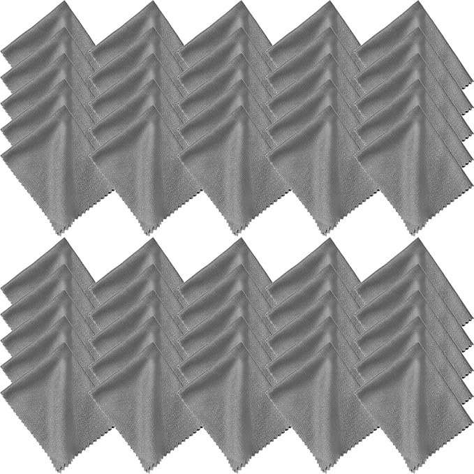 Frienda 50 Pcs Microfiber Cleaning Cloth for Glasses 6x7 Inch Lens Eyeglasses Cleaning Cloth Sunglasses Electronics Glasses Optical Cleaner Wipes Bulk for Camera Lens Eyeglass Screen(Dark Gray)