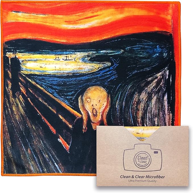 Large [2 Pack] Classic Art (The Scream) - Ultra Premium Quality Microfiber Cleaning Cloths (Best for Camera Lens, Glasses, Screens, and All Lens.), Microfiber Cloth
