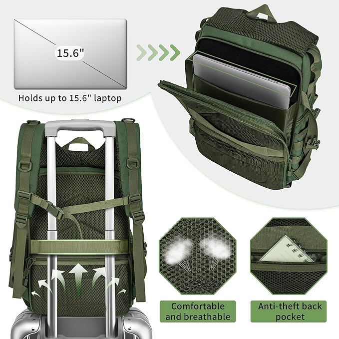 TORIBIO Camera Backpack for DSLR/SLR/Mirrorless Photography Camera, Water-resistant Tactical Camera Travel Bag Backpack Case with 15.6" Laptop Compartment, Tripod Holder