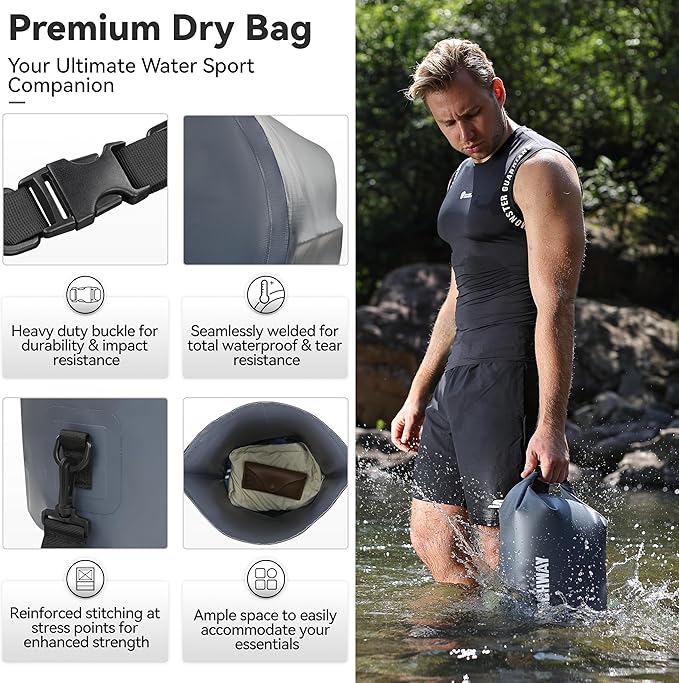 MARCHWAY Floating Waterproof Dry Bag Backpack 5L/10L/20L/30L/40L, Roll Top Sack Keeps Gear Dry for Kayaking, Rafting, Boating, Swimming, Camping, Hiking, Beach, Fishing