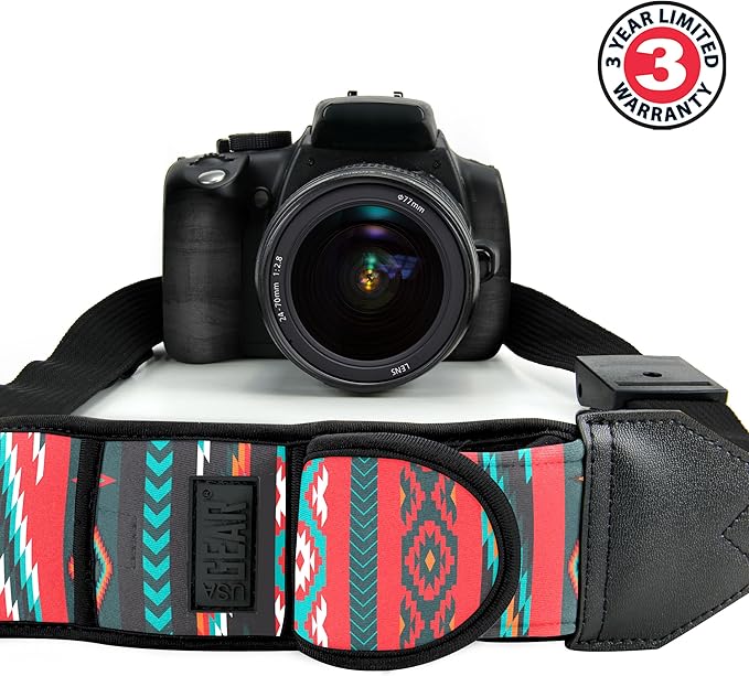 USA Gear Camera Sling Shoulder Strap - Adjustable Neoprene, Safety Tether, Accessory Pocket, DSLR Strap Quick Release - Compatible with Canon, Nikon, Sony and More DSLR Mirrorless Cameras (Southwest)