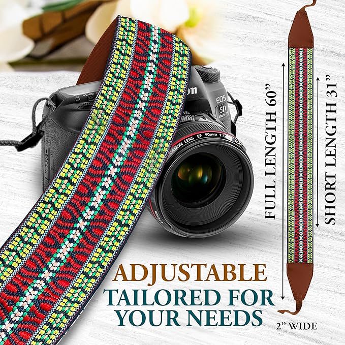 Art Tribute Camera Strap for All DSLR and Mirrorless Cameras. Add Your Name Or Initials Make It a Personalized Gift