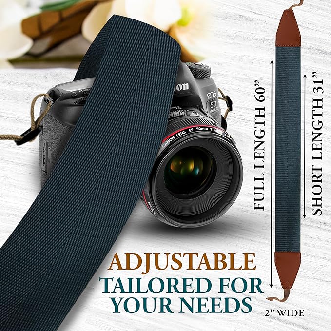 Art Tribute Camera Strap for All DSLR and Mirrorless Cameras. Add Your Name Or Initials Make It a Personalized Gift