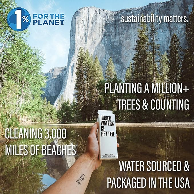 Boxed Water 16.9 oz. (12 Pack) – Purified Drinking Water in Plant-Based Cartons – BPA-Free, Refillable, Reusable – More Sustainable than Premium Plastic Bottled Water