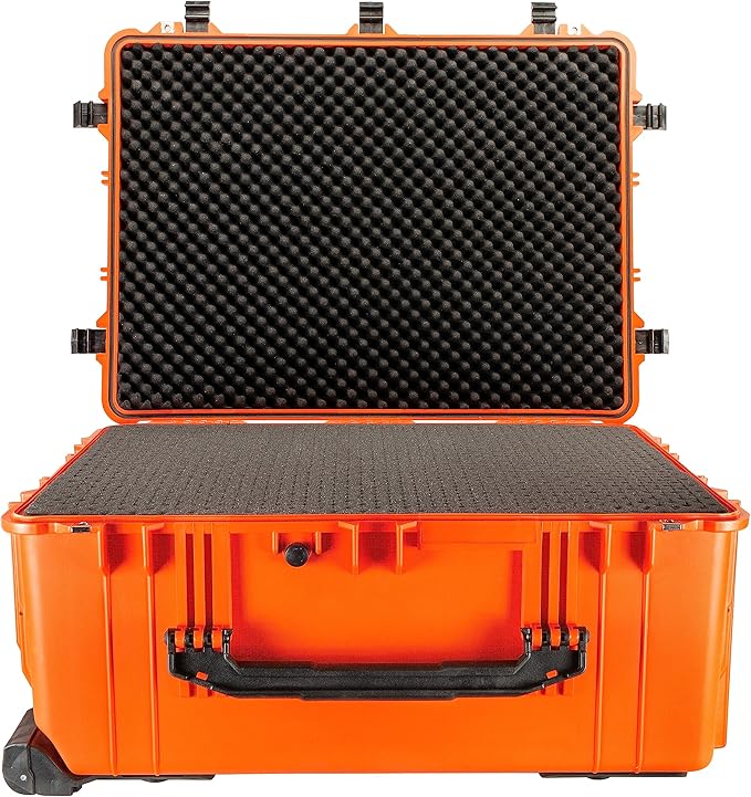 Eylar 31.5" X-Large Protective Roller Hard Case for Cameras, Drones, Tools, and AV Equipment with IP67 Waterproof, Shock Resistant, and Customizable Foam Inserts (Orange)