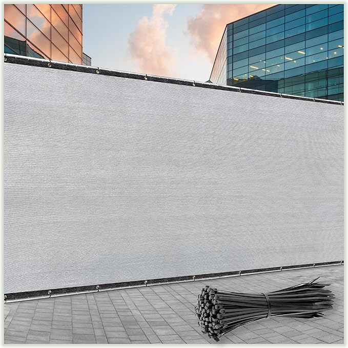 ColourTree Customized Size Fence Screen Privacy Screen Grey 5' x 161' - Commercial Grade 170 GSM - Heavy Duty - Cable Zip Ties Included