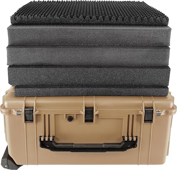 Eylar 31.5" X-Large Protective Roller Hard Case for Cameras, Drones, Tools, and AV Equipment with IP67 Waterproof, Shock Resistant, and Customizable Foam Inserts (Tan FDE)
