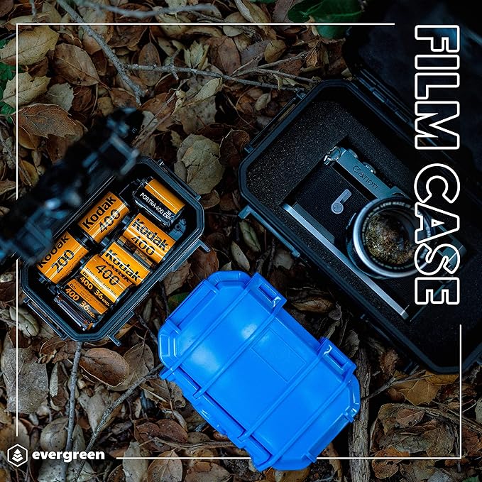 Evergreen Film Storage Case | Holds 7 Rolls of 35mm or 5 Rolls of 120mm Film | Preserve and Protect Your Film | Waterproof & Freezer Safe (Film Not Included) (Black)