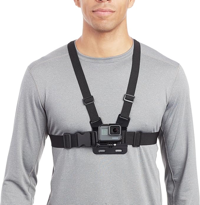 Amazon Basics Adjustable Chest Mount Harness for GoPro Camera, Compatible with GoPro Hero Series, Black
