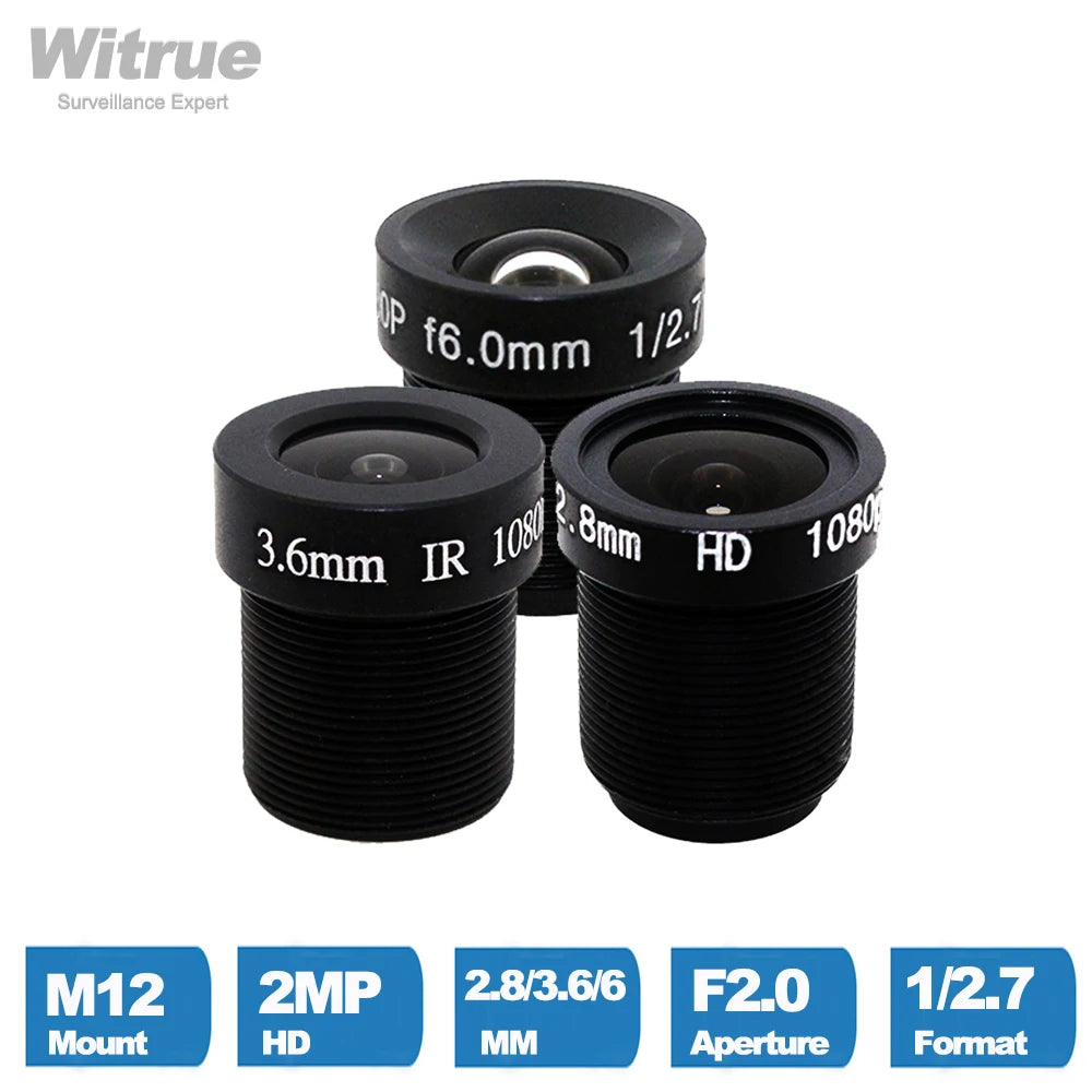 1080P CCTV LENS 2.8mm  3.6mm 6mm  M12 Mount 2MP Aperture F2.0 1/2.7  Format for Surveillance Security Camera