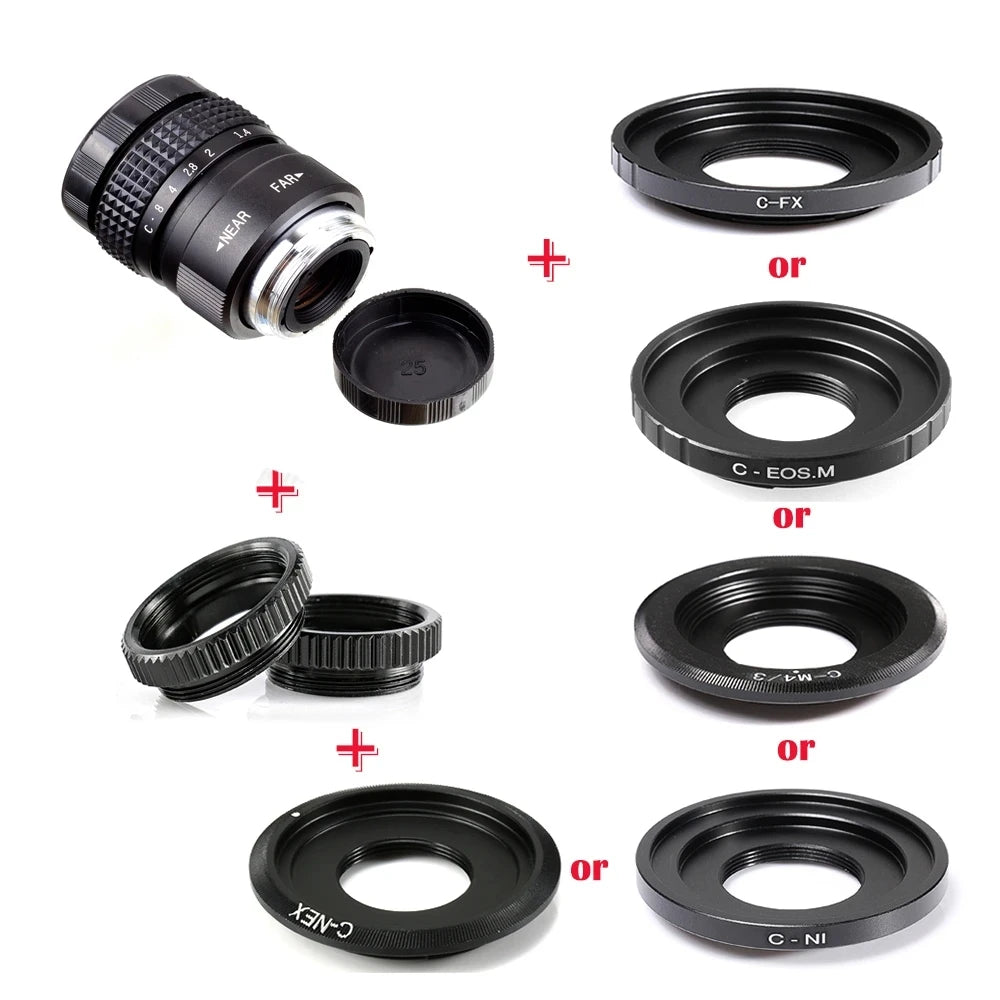 5MP F2.0 1/1.8Inch C Mount Manual Iris Lens 4mm 6mm 8mm 12mm 16mm 25mm 35mm 50mm 75mmFixed Focal Lightweight Machine Vision Lens