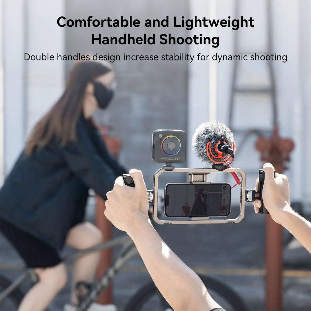 SmallRig Universal Phone Cage Smartphone Video Rig Kit w Handles, Handheld Filmmaking Vlogging Case Stabilizer for iPhone -4121