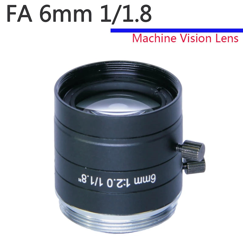 5MP F2.0 1/1.8Inch C Mount Manual Iris Lens 4mm 6mm 8mm 12mm 16mm 25mm 35mm 50mm 75mmFixed Focal Lightweight Machine Vision Lens