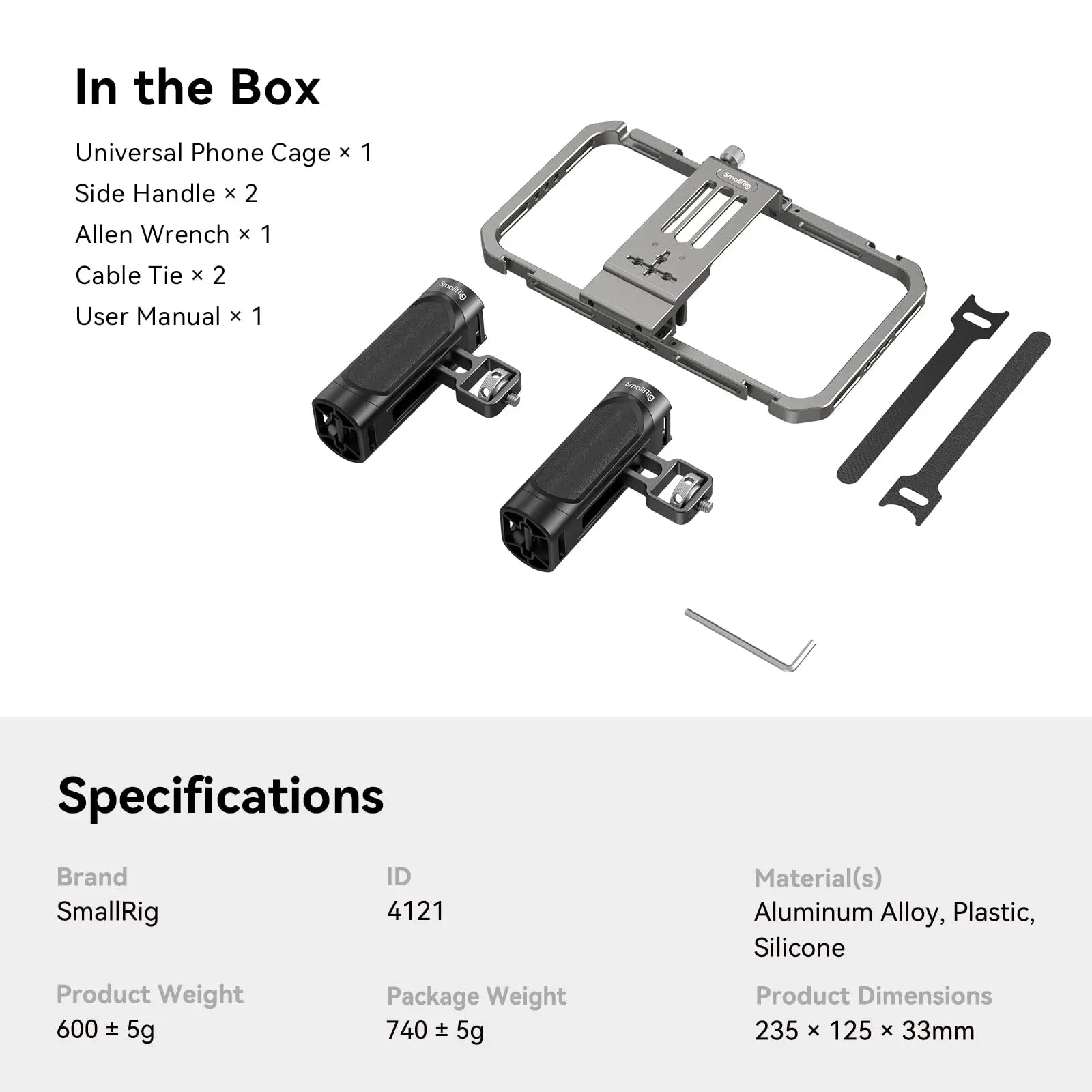 SmallRig Universal Phone Cage Smartphone Video Rig Kit w Handles, Handheld Filmmaking Vlogging Case Stabilizer for iPhone -4121