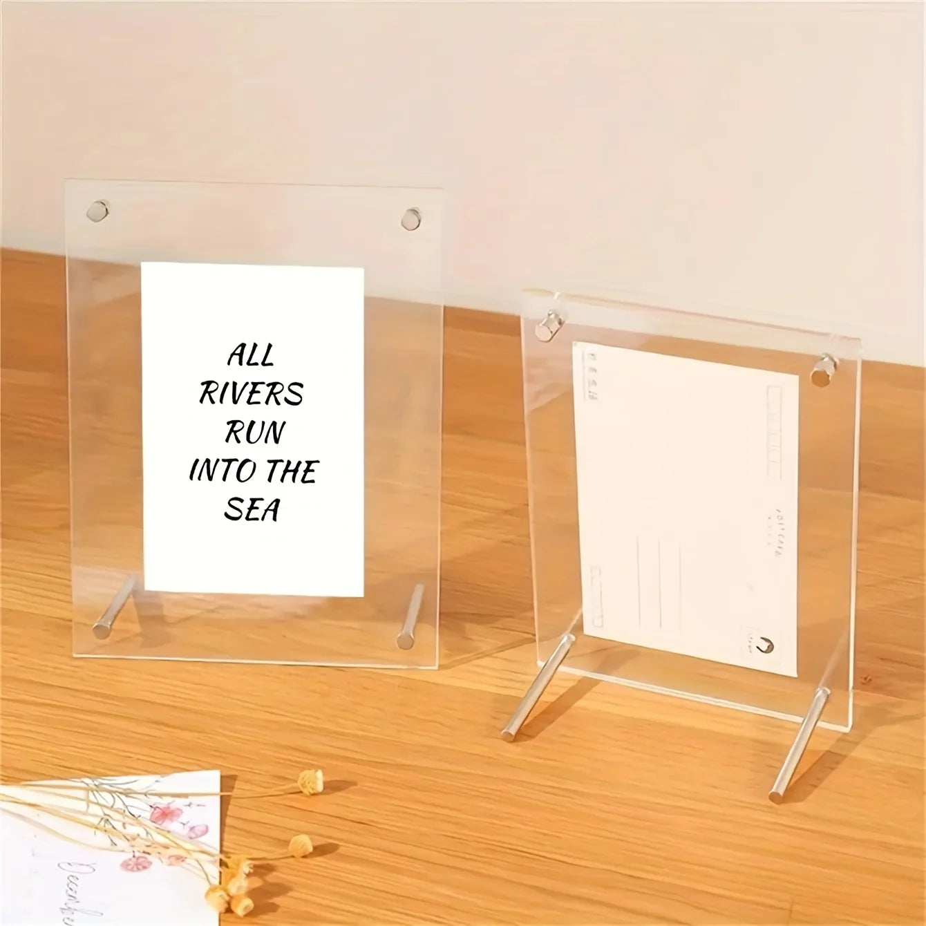1 Pack of 5-10 Inch A4/A5 Acrylic Photo Frame Classic Tilted Desktop Display Stand for Photo Home Decoration