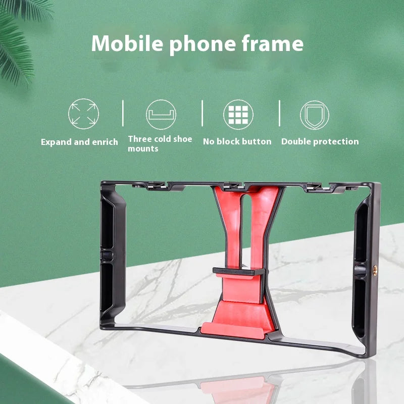 Mobile Phone Video Rig Mobile Phone Grip Stabiliser Cage with Cold Shoe Video Recording Film Rig For iPhone 16 15 14 13 Pro Max