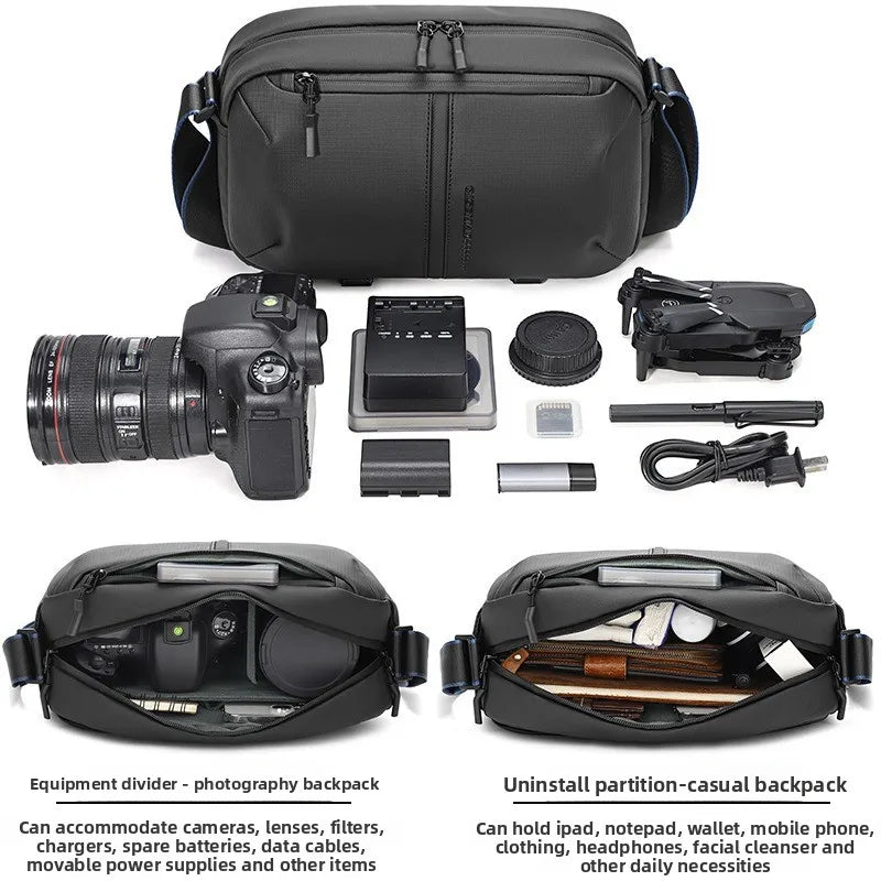Waterproof single-shoulder bag, camera bag, digital bag, with reasonable storage, trendy, sturdy and durable. Digital bag