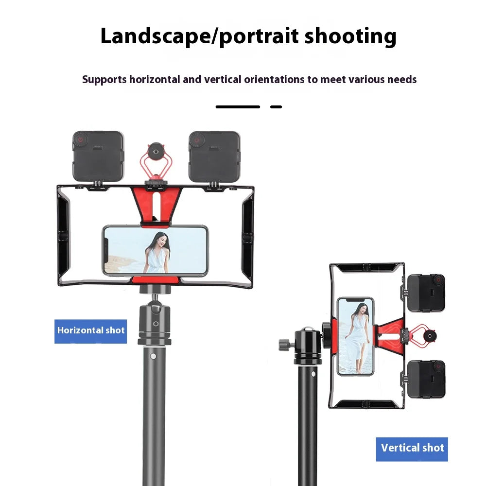 Mobile Phone Video Rig Mobile Phone Grip Stabiliser Cage with Cold Shoe Video Recording Film Rig For iPhone 16 15 14 13 Pro Max