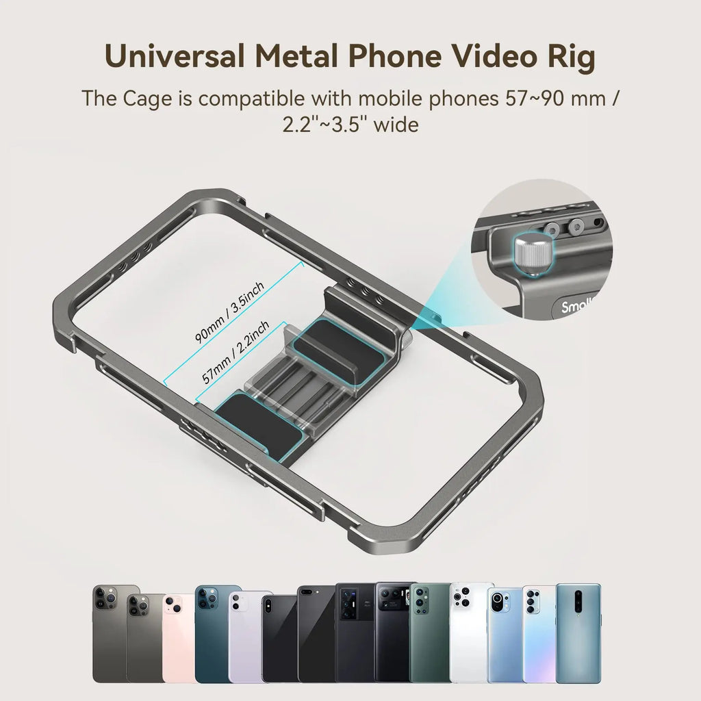 SmallRig Universal Phone Cage Smartphone Video Rig Kit w Handles, Handheld Filmmaking Vlogging Case Stabilizer for iPhone -4121