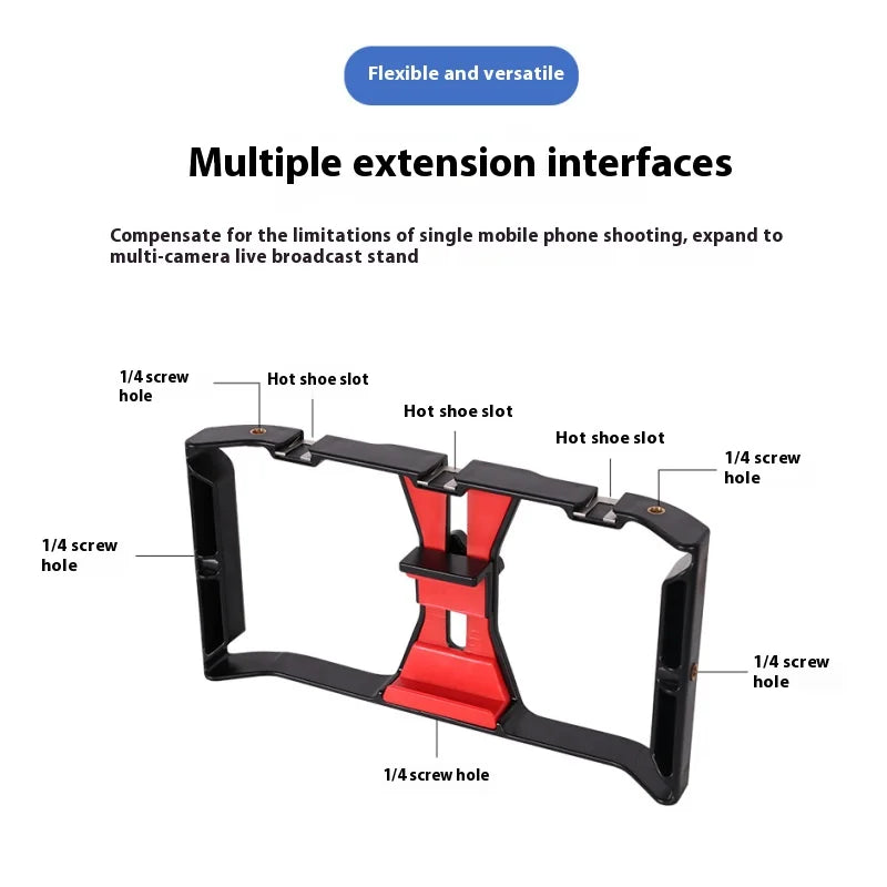 Mobile Phone Video Rig Mobile Phone Grip Stabiliser Cage with Cold Shoe Video Recording Film Rig For iPhone 16 15 14 13 Pro Max
