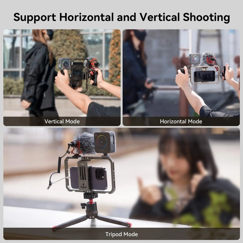 SmallRig Universal Phone Cage Smartphone Video Rig Kit w Handles, Handheld Filmmaking Vlogging Case Stabilizer for iPhone -4121