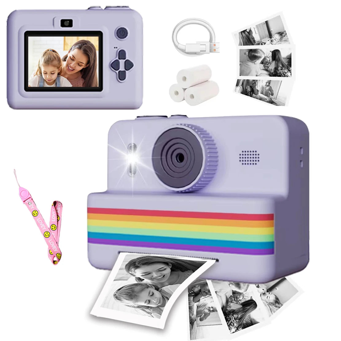 Instant Print Camera For Photography Mini Printer Portable Thermal Digital Children Photo Kids Camera 2.8inch HD Video Toy Gifts